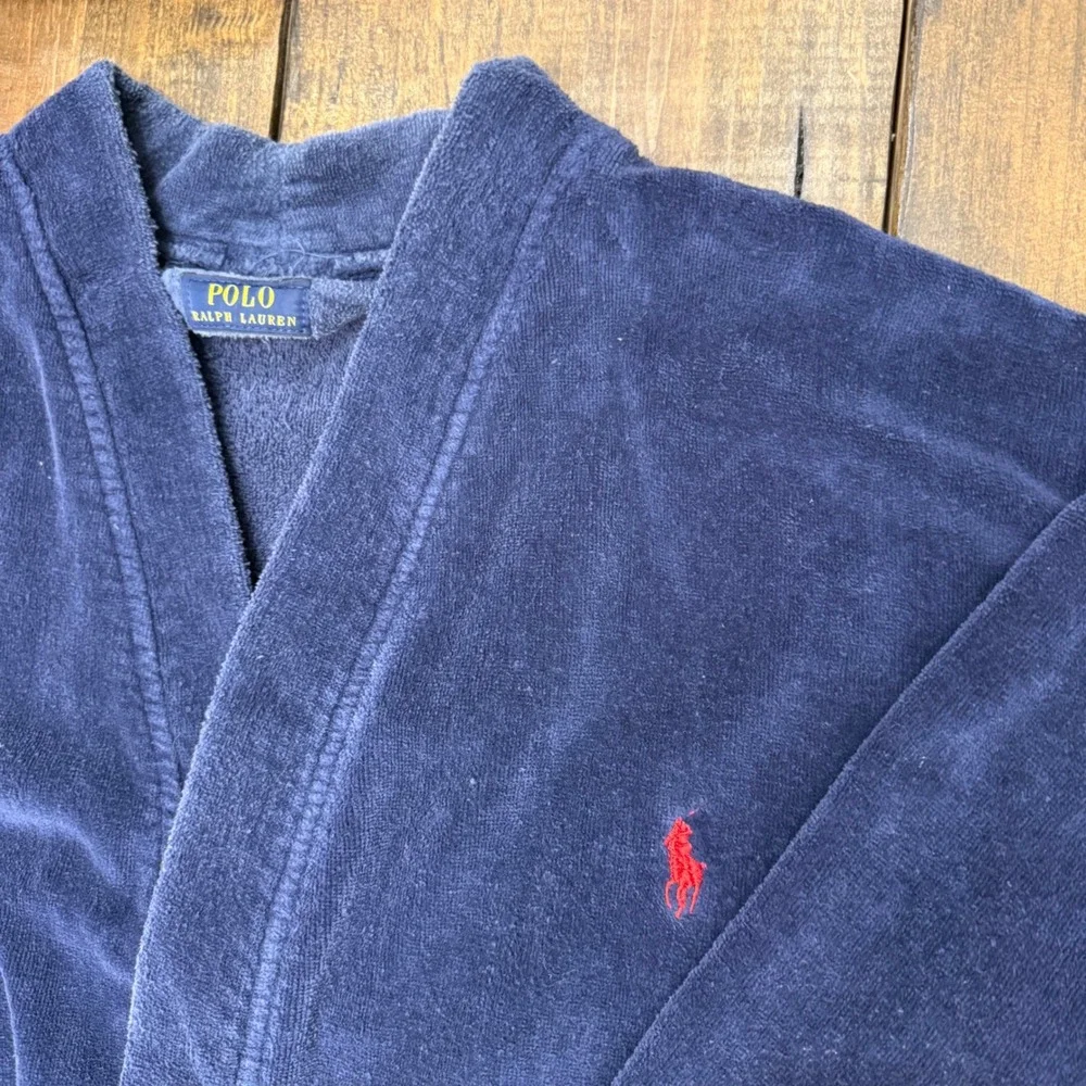 Polo Ralph‎ Lauren Mens Navy Blue Cotton Terry Cloth Robe L/XL no belt